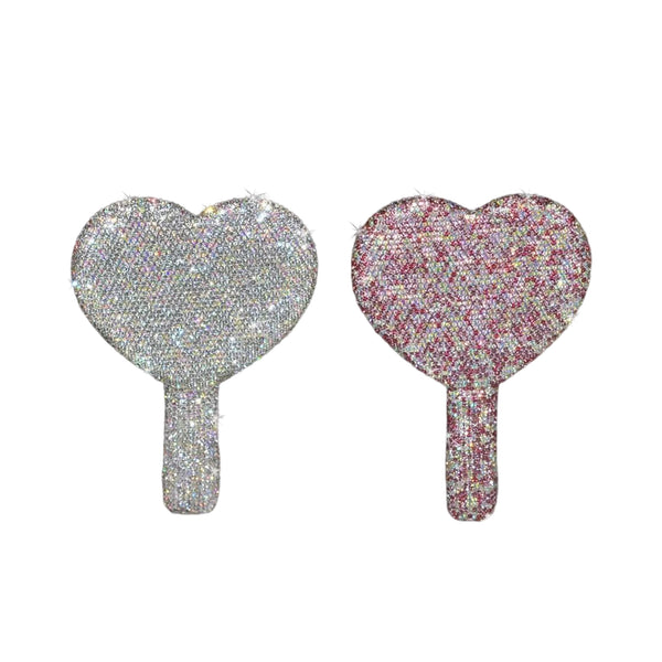 Heart Shape Handheld Luxury Diamond Mirror for Eyelash Extensions